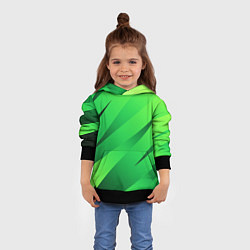 Толстовка-худи детская Сочный зелёный абстрактные полосы, цвет: 3D-черный — фото 2