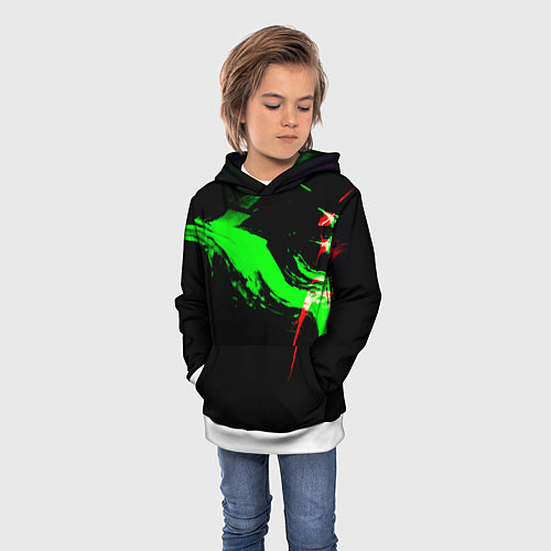 Детская толстовка Color black green red / 3D-Белый – фото 3