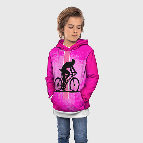 Детская толстовка Триатлонист на розовом / 3D-Белый – фото 3