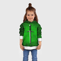 Толстовка-худи детская Сабля на зеленом, цвет: 3D-белый — фото 2