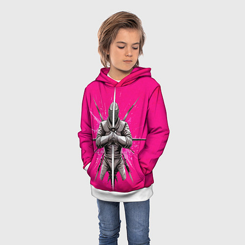 Детская толстовка Фехтование на саблях в розовом / 3D-Белый – фото 3