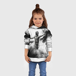 Толстовка-худи детская Фехтование в черном дыму, цвет: 3D-белый — фото 2