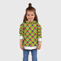 Толстовка-худи детская Желто синий клетчатый рубашечный узор, цвет: 3D-белый — фото 2