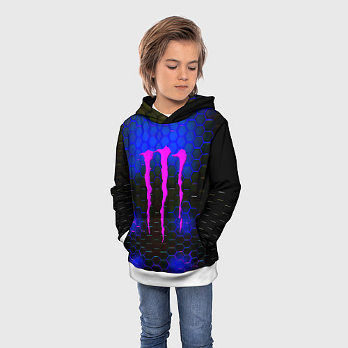 Детская толстовка Monster energy неоновая броня / 3D-Белый – фото 3
