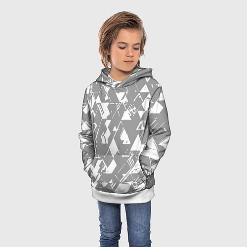 Детская толстовка Светлый серый геометричный паттерн / 3D-Белый – фото 3