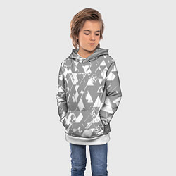 Толстовка-худи детская Светлый серый геометричный паттерн, цвет: 3D-белый — фото 2