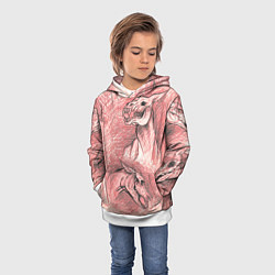 Толстовка-худи детская Черепа лошадей - эскиз, цвет: 3D-белый — фото 2