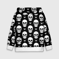 Толстовка-худи детская Черепной фон, цвет: 3D-белый