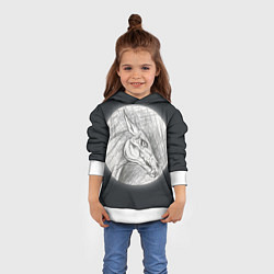 Толстовка-худи детская Черепа лошадей - эскиз, цвет: 3D-белый — фото 2