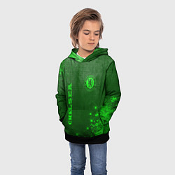 Толстовка-худи детская Chelsea - green gradient вертикально, цвет: 3D-черный — фото 2