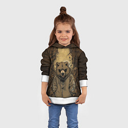 Толстовка-худи детская Спортивный мишка, цвет: 3D-белый — фото 2