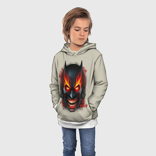 Детская толстовка Огенный Бэтмент / 3D-Белый – фото 3