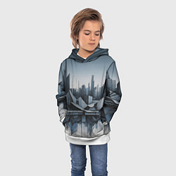 Толстовка-худи детская Небоскребы и скалы, цвет: 3D-белый — фото 2