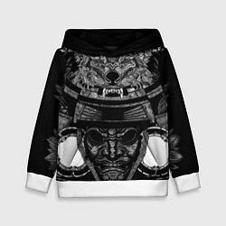 Толстовка-худи детская Голова самурая в маске Они, цвет: 3D-белый