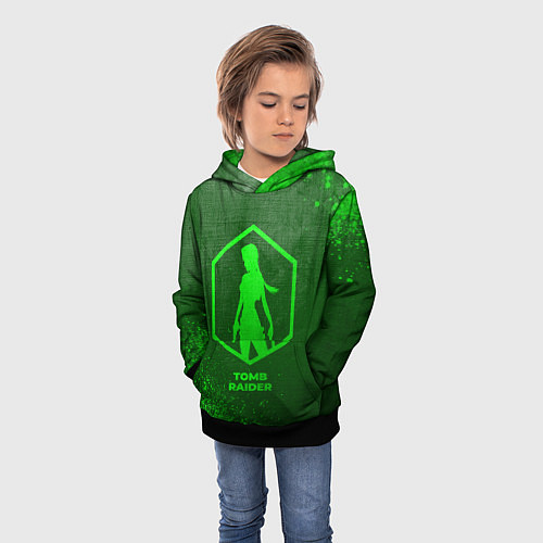 Детская толстовка Tomb Raider - green gradient / 3D-Черный – фото 3