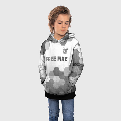 Детская толстовка Free Fire - white gradient посередине / 3D-Черный – фото 3