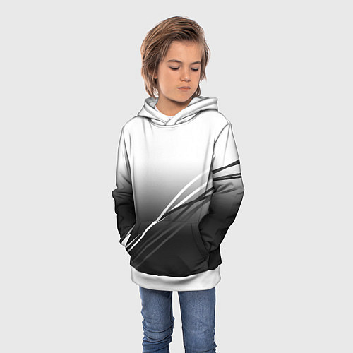 Детская толстовка Градиент с полосами из белого в тёмный / 3D-Белый – фото 3