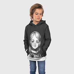 Толстовка-худи детская Девушка-андроид из будущего, цвет: 3D-белый — фото 2