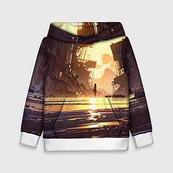 Толстовка-худи детская Аниме под солнцем, цвет: 3D-белый