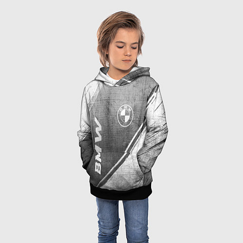 Детская толстовка BMW - grey gradient вертикально / 3D-Черный – фото 3