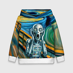 Толстовка-худи детская Робот кричит на картине Эдварда Мунка, цвет: 3D-белый