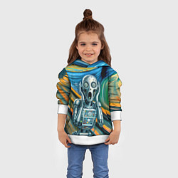 Толстовка-худи детская Робот кричит на картине Эдварда Мунка, цвет: 3D-белый — фото 2