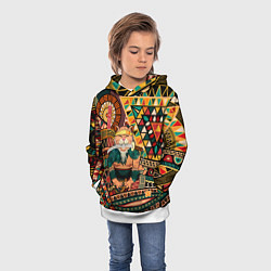 Толстовка-худи детская Кот самурай - Айко, цвет: 3D-белый — фото 2