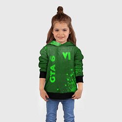 Толстовка-худи детская GTA 6 - green gradient вертикально, цвет: 3D-черный — фото 2