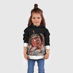 Толстовка-худи детская Осьминог такояки, цвет: 3D-белый — фото 2