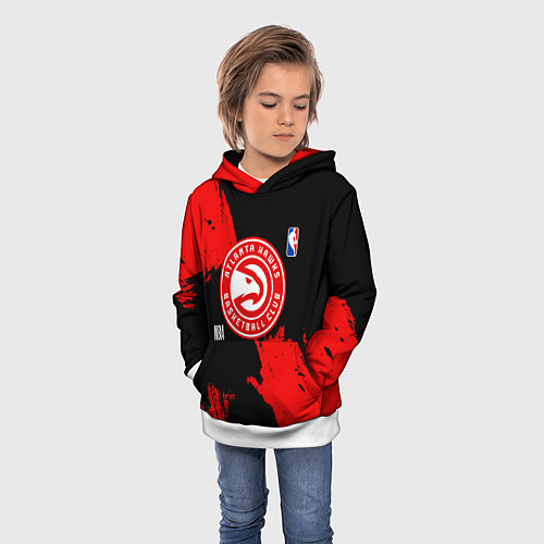 Детская толстовка Atlanta Hawks black and red / 3D-Белый – фото 3