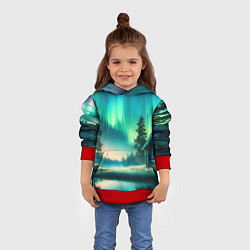 Толстовка-худи детская Салатневое небо, цвет: 3D-красный — фото 2
