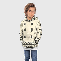 Толстовка-худи детская Африканские примитивные узоры, цвет: 3D-белый — фото 2