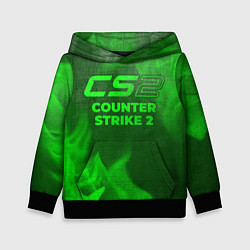 Толстовка-худи детская Counter Strike 2 - green gradient, цвет: 3D-черный