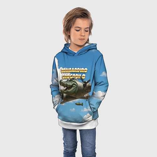 Детская толстовка Bombardino Crocodillo мем / 3D-Белый – фото 3