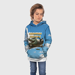 Толстовка-худи детская Bombardino Crocodillo мем, цвет: 3D-белый — фото 2