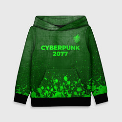 Детская толстовка Cyberpunk 2077 - green gradient посередине