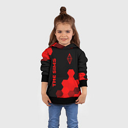 Толстовка-худи детская The Sims - red gradient вертикально, цвет: 3D-черный — фото 2
