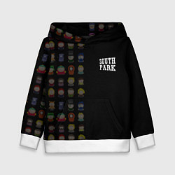 Толстовка-худи детская Персонажи Южный парк и лого, цвет: 3D-белый