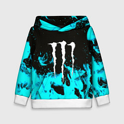 Толстовка-худи детская Monster energy голубой огонь, цвет: 3D-белый