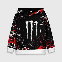 Толстовка-худи детская Monster energy штрихи, цвет: 3D-белый