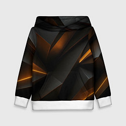 Толстовка-худи детская Черная текстура с углами, цвет: 3D-белый