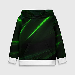Толстовка-худи детская Зеленая текстура с неоновыми линиями, цвет: 3D-белый