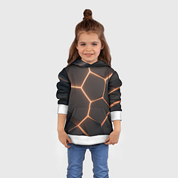 Толстовка-худи детская Серая текстура из сот, цвет: 3D-белый — фото 2