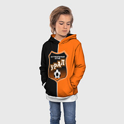 Толстовка-худи детская ФК Урал - оранжево черные, цвет: 3D-белый — фото 2