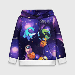 Толстовка-худи детская Among Us космос, цвет: 3D-белый
