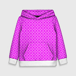 Толстовка-худи детская Неоновый малиновый розовый узор в горошек, цвет: 3D-белый