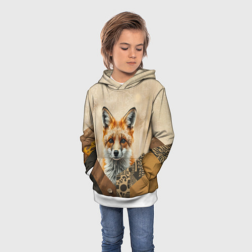 Детская толстовка Удивительный рыжий лисёнок / 3D-Белый – фото 3
