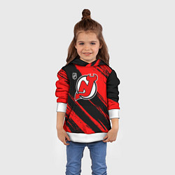 Толстовка-худи детская Нью Джерси Девилз - красные потертости, цвет: 3D-белый — фото 2
