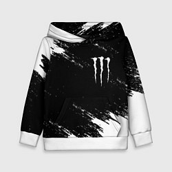 Толстовка-худи детская Monster energy краски штрихи белые, цвет: 3D-белый