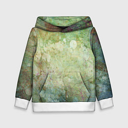 Толстовка-худи детская Абстракция - faded spots on a green background, цвет: 3D-белый